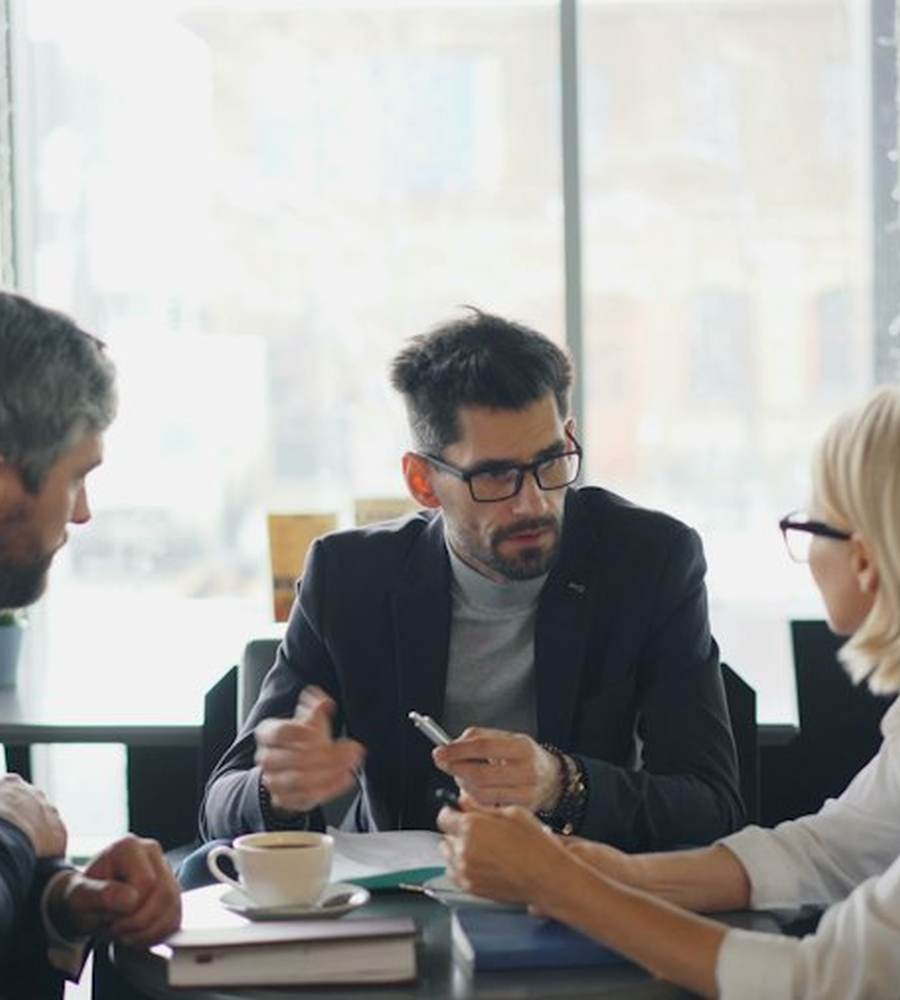 Partner explaining a financial statement to a client